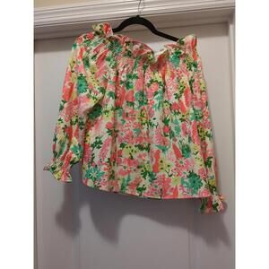 EUC TUCKERNUCK Marguerite Off The Shoulder Blouse Pink floral Sz M